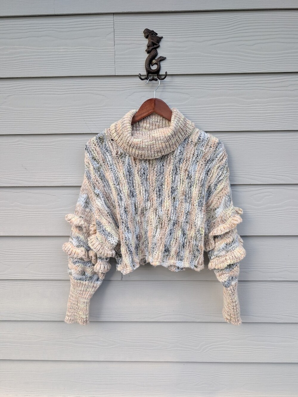 Free People Sweater NWT Size XS Cream Turtleneck Pullover Cozy Burst Your Bubble - Picture 4 of 7